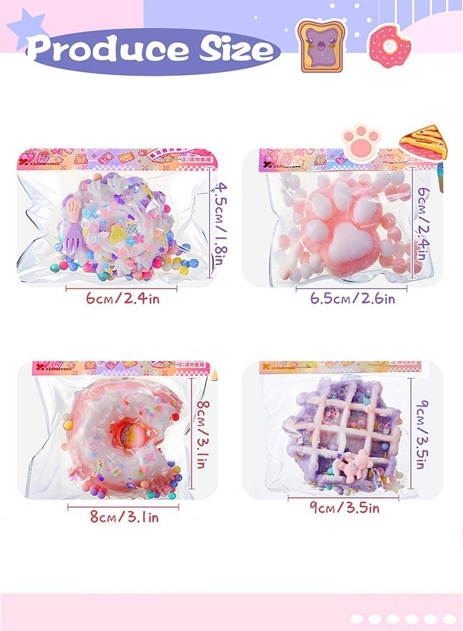 Wish Plus 4 Pcs Squishy Toys, Novelty Stress Ball, Fidget Toys For Boys,Girls&Adults, Easy-To-Clean Stress Relief Toy (Cat Paw, Donut, Waffles, Cakes) - Image 5