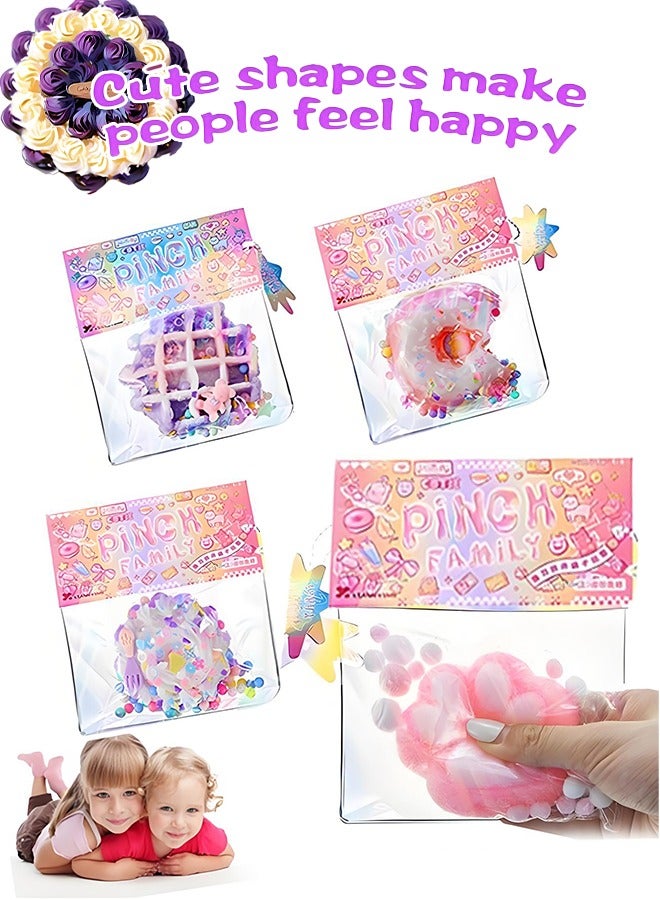 Wish Plus 4 Pcs Squishy Toys, Novelty Stress Ball, Fidget Toys For Boys,Girls&Adults, Easy-To-Clean Stress Relief Toy (Cat Paw, Donut, Waffles, Cakes) - Image 1