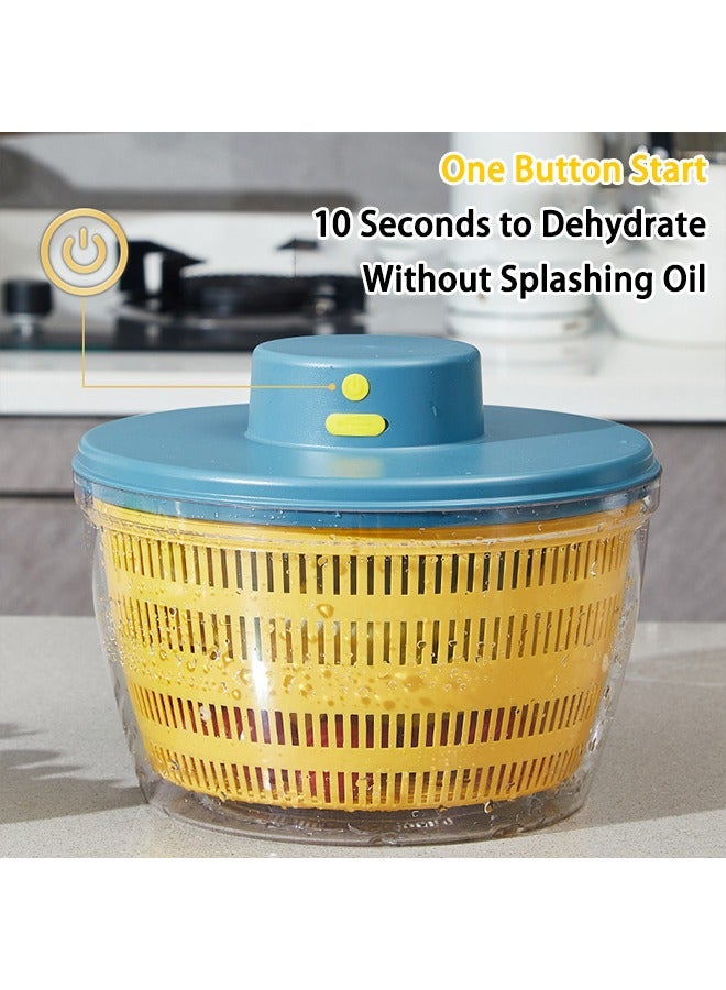 AL RAID Electric Salad Spinner, Automatic Salad Rotator, Rechargeable Lettuce Spinner, Quick Drying Vegetable Fruit Lettuce Dryer Spinner, 4L, With Bpa Free Bowl (Blue) - Image 4