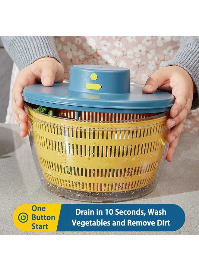 AL RAID Electric Salad Spinner, Automatic Salad Rotator, Rechargeable Lettuce Spinner, Quick Drying Vegetable Fruit Lettuce Dryer Spinner, 4L, With Bpa Free Bowl (Blue) - Image 3