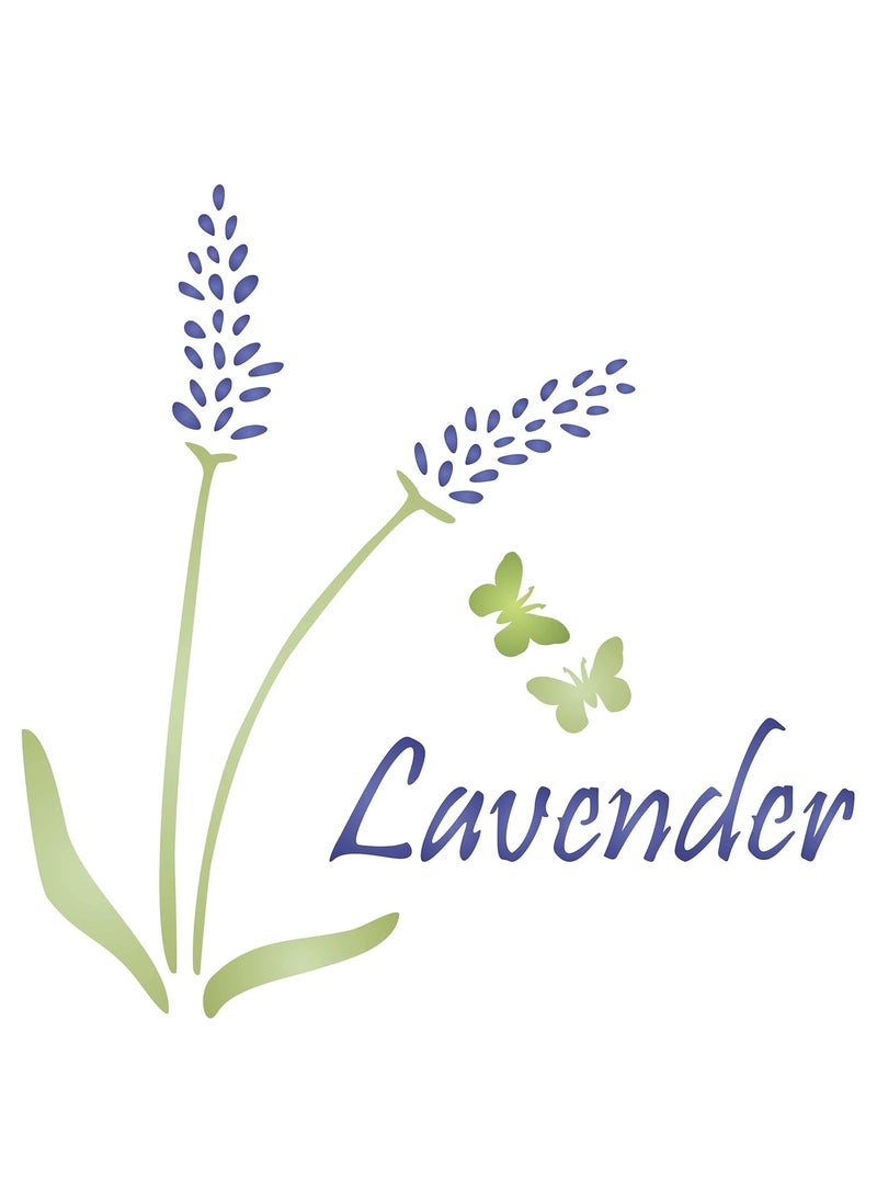 Usnyabni Stencils for Walls: Lavender Stencil, 3 x 3 inch (S) - Vintage Floral Flower Herb Word Stencils for Painting Template  - Image 1