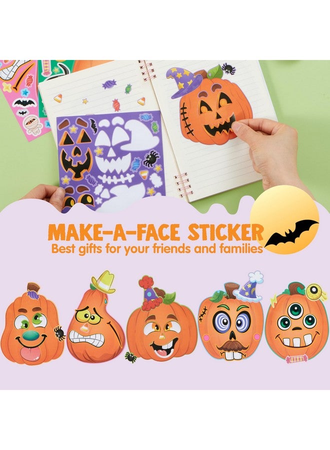 JOYIN 24 Pcs Halloween Pumpkin Decorating Stickers, Party Favor for Kids, Art Crafts Party Supplies, Pumpkin Face Sticker with 8 Designs, Halloween Treats Classroom Activities Games - Image 3