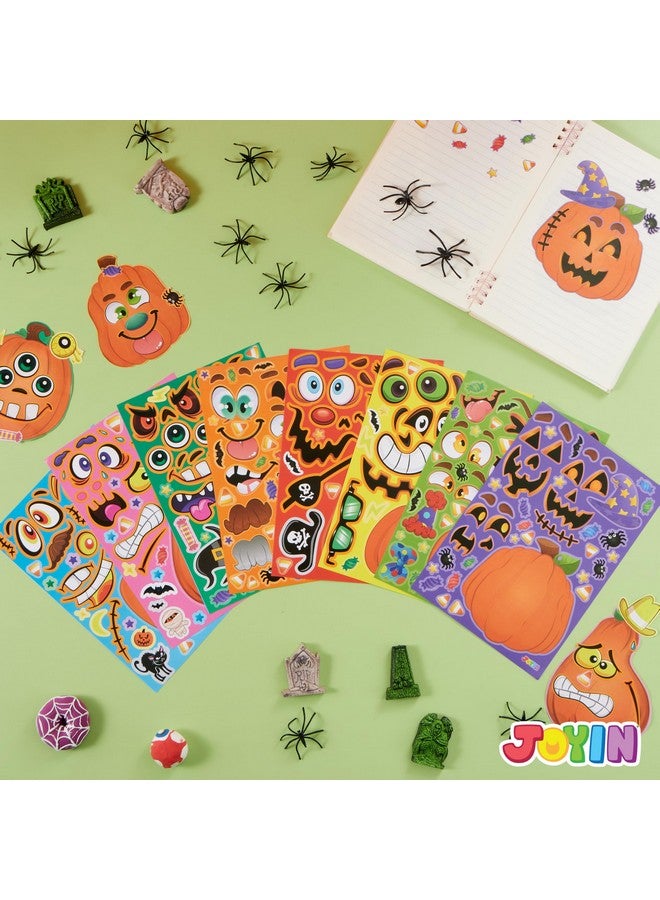 JOYIN 24 Pcs Halloween Pumpkin Decorating Stickers, Party Favor for Kids, Art Crafts Party Supplies, Pumpkin Face Sticker with 8 Designs, Halloween Treats Classroom Activities Games - Image 2