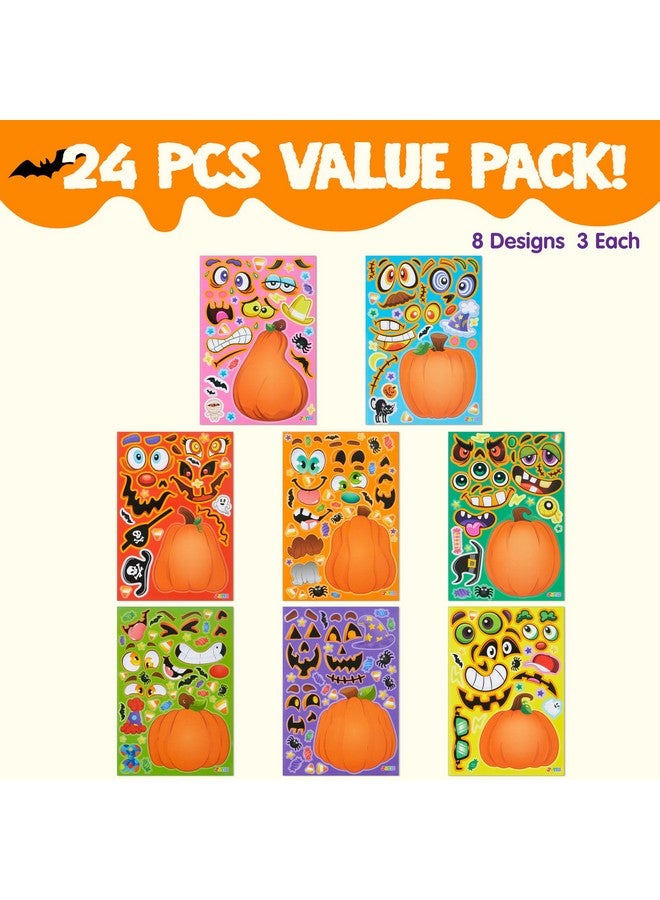 JOYIN 24 Pcs Halloween Pumpkin Decorating Stickers, Party Favor for Kids, Art Crafts Party Supplies, Pumpkin Face Sticker with 8 Designs, Halloween Treats Classroom Activities Games - Image 4