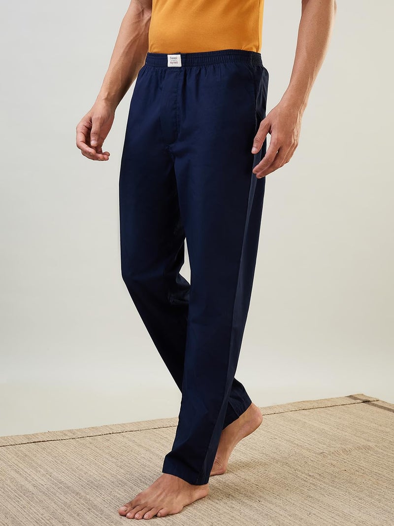 Raymond SleepZ Men Regular Fit Solid Pattern Pure Cotton Pyjama Dark Blue - Image 2