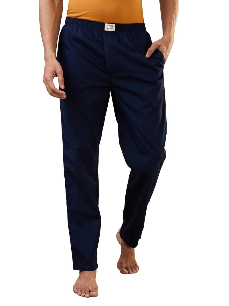 Raymond SleepZ Men Regular Fit Solid Pattern Pure Cotton Pyjama Dark Blue - Image 1