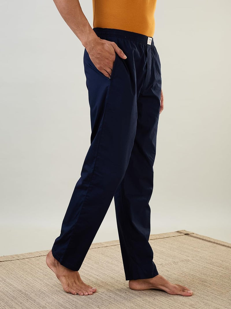 Raymond SleepZ Men Regular Fit Solid Pattern Pure Cotton Pyjama Dark Blue - Image 3