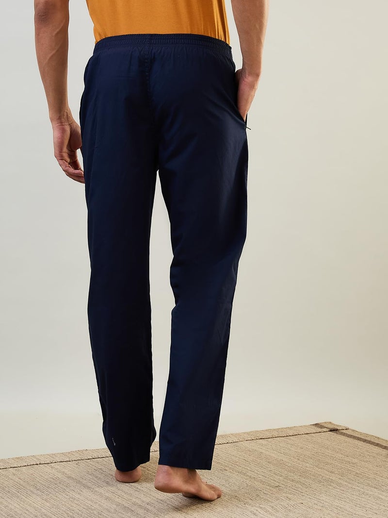 Raymond SleepZ Men Regular Fit Solid Pattern Pure Cotton Pyjama Dark Blue - Image 4