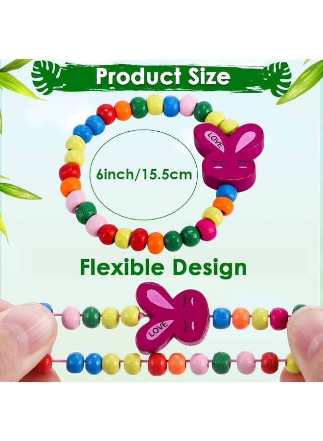 G.C 12 Pcs Girls Bracelets Jewelry for Kids Cute Unicorn Mermaid Animal Pendant Colorful Wooden Beaded Bracelets Princess Pretend Play Gifts for Toddlers - Image 5