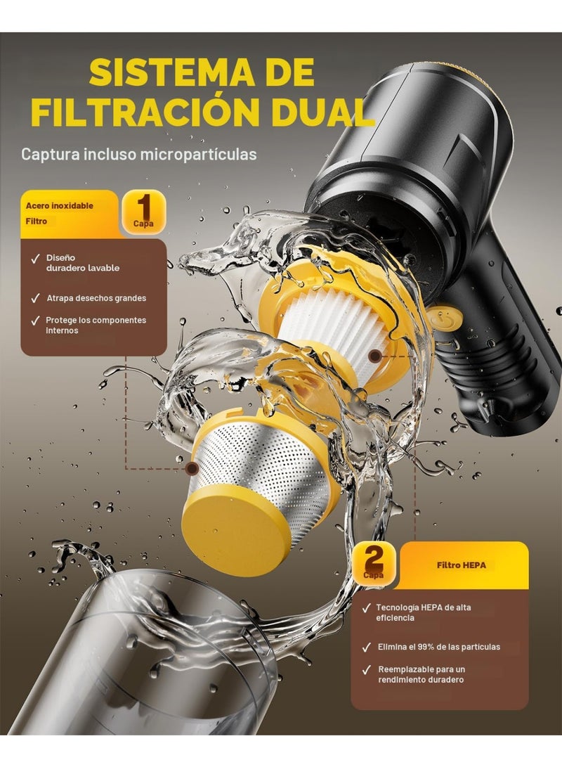 lanthour 21000Pa Handheld Cordless Vacuum Cleaner – Brushless Motor, 4-in-1 Multifunctional Car & Home Portable Vacuum Inflator Pump, Dual Suction Modes, LED Light, Type-C Charging, Cleaning Essential. - Image 5