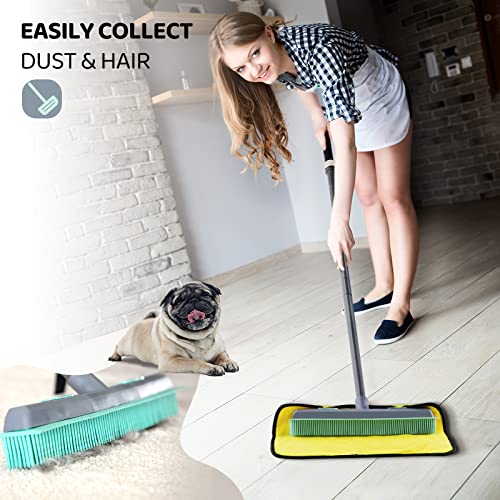 Conliwell Rubber Broom Carpet Rake for Pet Hair, Fur Remover Broom with Squeegee, Portable Detailing Lint Remover Brush (Iron Handle) - Image 5