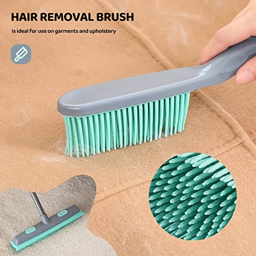 Conliwell Rubber Broom Carpet Rake for Pet Hair, Fur Remover Broom with Squeegee, Portable Detailing Lint Remover Brush (Iron Handle) - Image 3