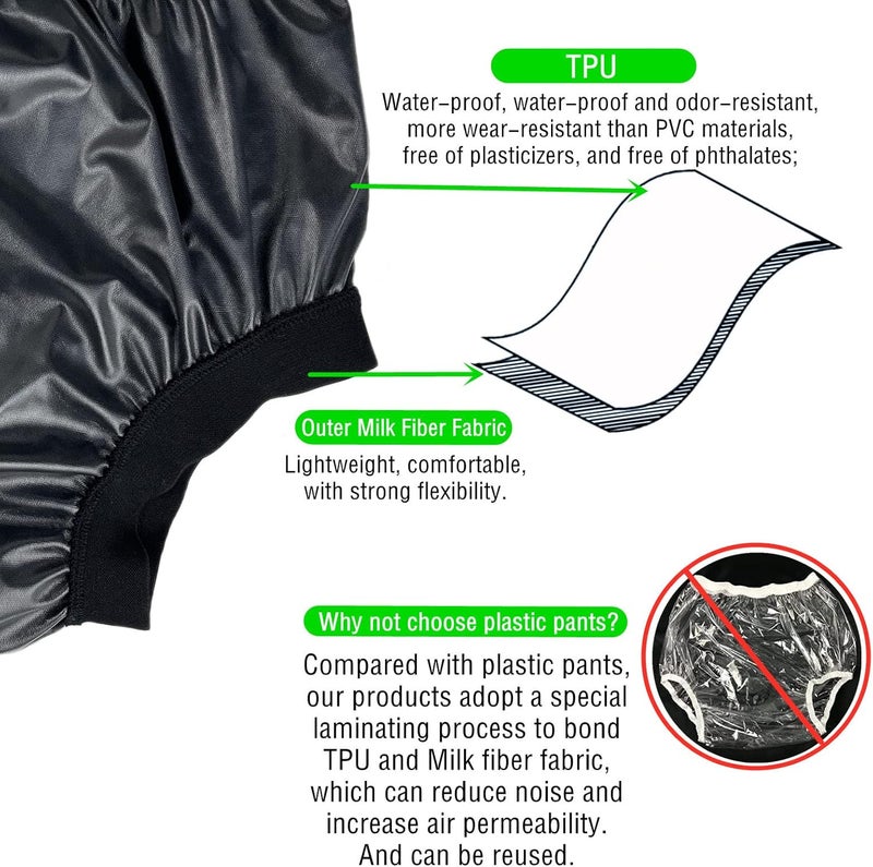 AQX Adult Diaper Cover for Incontinence High Waist Active Waterproof Latex Pants Noiseless Reusable Washable Pull Up Plastic Pants NC High Waist 5XL - Image 5