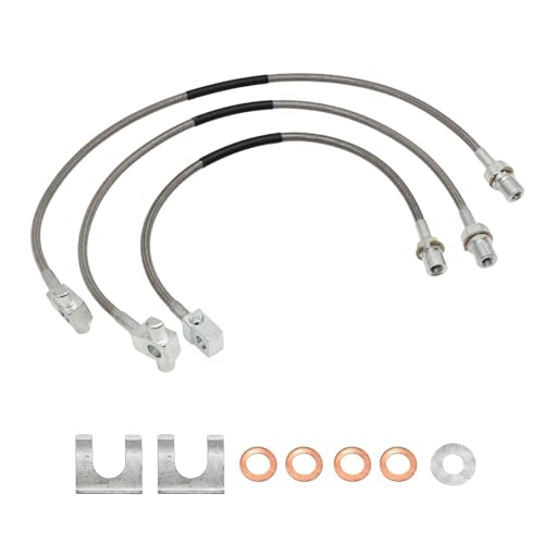 Jecoupoon 3PCS Front and Rear Brake Lines 89340S 89335S Extended Stainless Steel Brake Lines Compatible with Blazer K5 Suburban Jimmy 19711991 - Image 1
