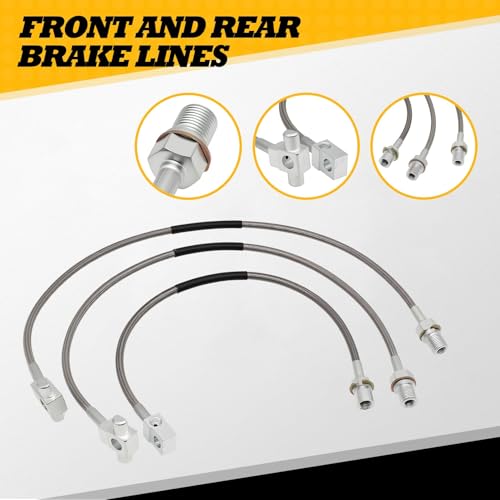 Jecoupoon 3PCS Front and Rear Brake Lines 89340S 89335S Extended Stainless Steel Brake Lines Compatible with Blazer K5 Suburban Jimmy 19711991 - Image 3