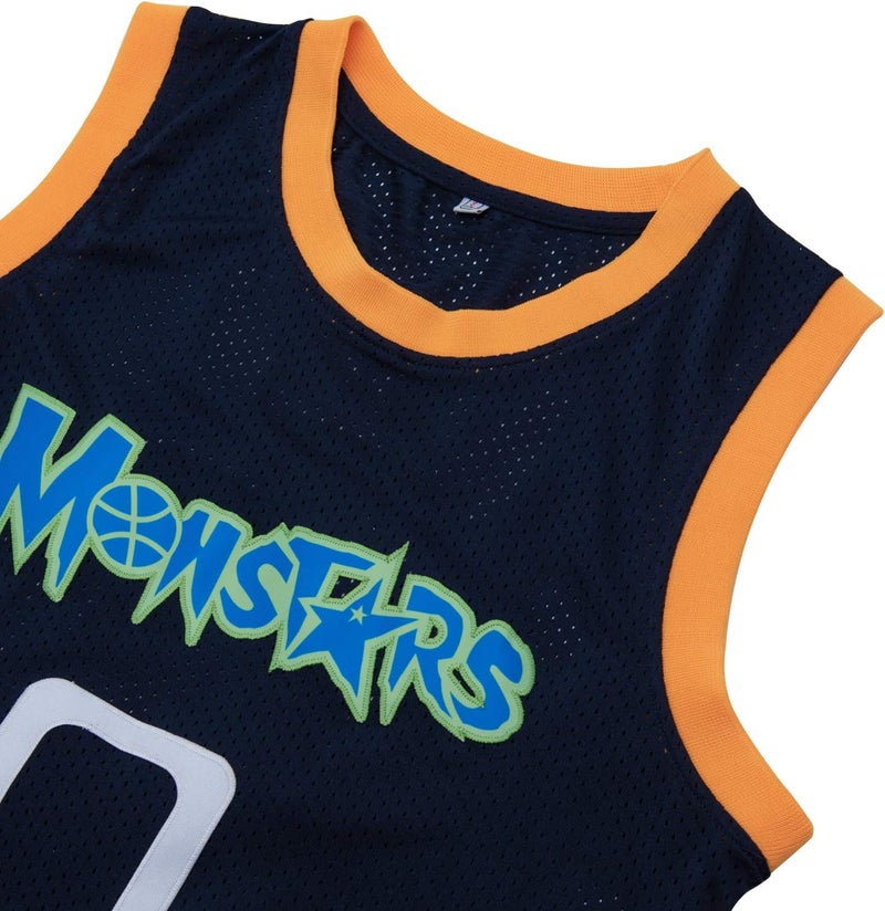 VOVIDEA Mens Basketball Jersey Alien 0 Monstars Space Movie Jersey Dark Blue - Image 3
