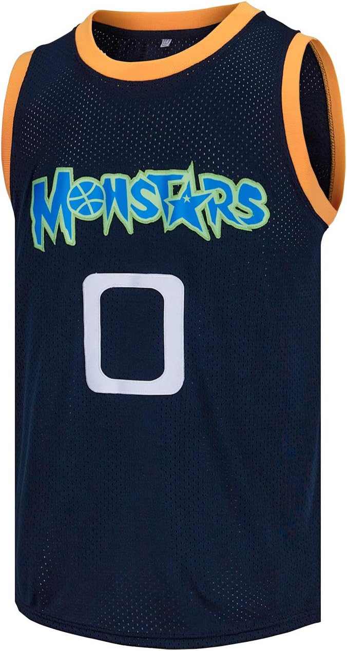 VOVIDEA Mens Basketball Jersey Alien 0 Monstars Space Movie Jersey Dark Blue - Image 1