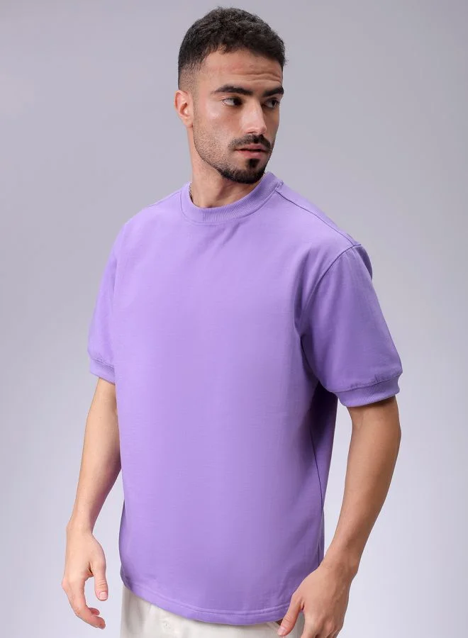شركة المرآب الهندية Men Oversized Solid Crew Neck Overhead Sweatshirt