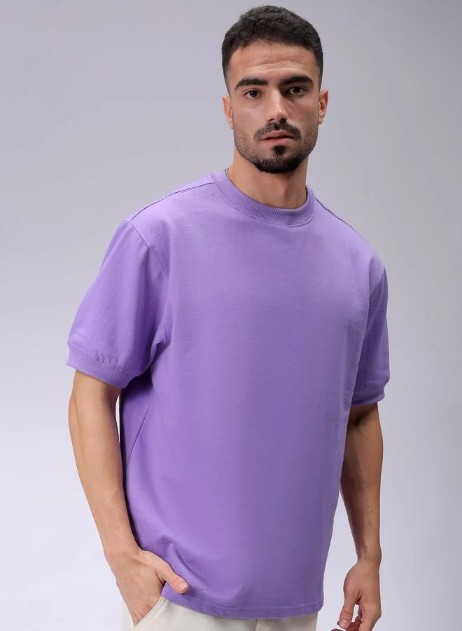 شركة المرآب الهندية Men Oversized Solid Crew Neck Overhead Sweatshirt
