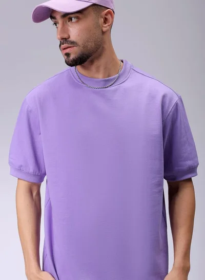 شركة المرآب الهندية Men Oversized Solid Crew Neck Overhead Sweatshirt