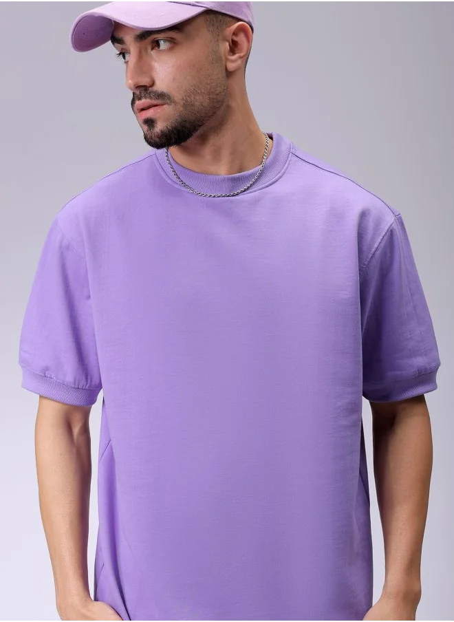 The Indian Garage Co Men Oversized Solid Crew Neck Overhead Sweatshirt