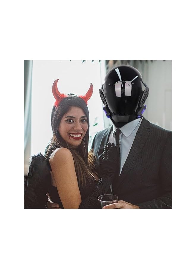 The Bros Cyberpunk Helmet, Adjustable Full Head Cover Mask with LED Red Light, Futuristic Punk Mask for Cosplay, Durable and Lightweight Design, Ideal for Themed Parties and Events  - Image 4