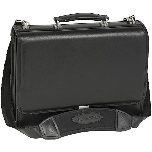 McKleinUSA McKlein, I Series, RIVER NORTH, Full Grain Cashmere Napa Leather, 15" Leather Triple Compartment Laptop Briefcase, Black (43555) - Image 2