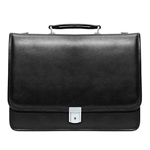McKleinUSA McKlein, I Series, RIVER NORTH, Full Grain Cashmere Napa Leather, 15" Leather Triple Compartment Laptop Briefcase, Black (43555) - Image 3