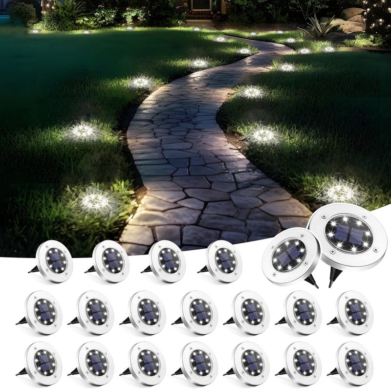 SOLPEX Solar Lights Outdoor Waterproof, 20 Pack Solar Ground Lights, Solar Garden Lights Landscape Lighting for Pathway Driveway Patio Backyard Walkway (Cool White) - Image 1