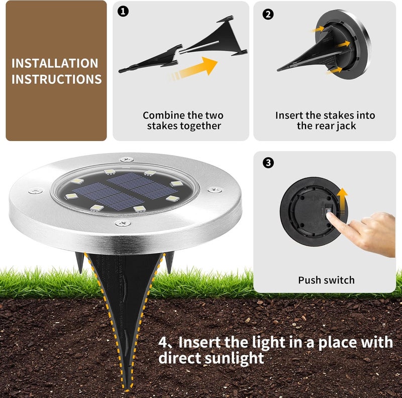 SOLPEX Solar Lights Outdoor Waterproof, 20 Pack Solar Ground Lights, Solar Garden Lights Landscape Lighting for Pathway Driveway Patio Backyard Walkway (Cool White) - Image 4