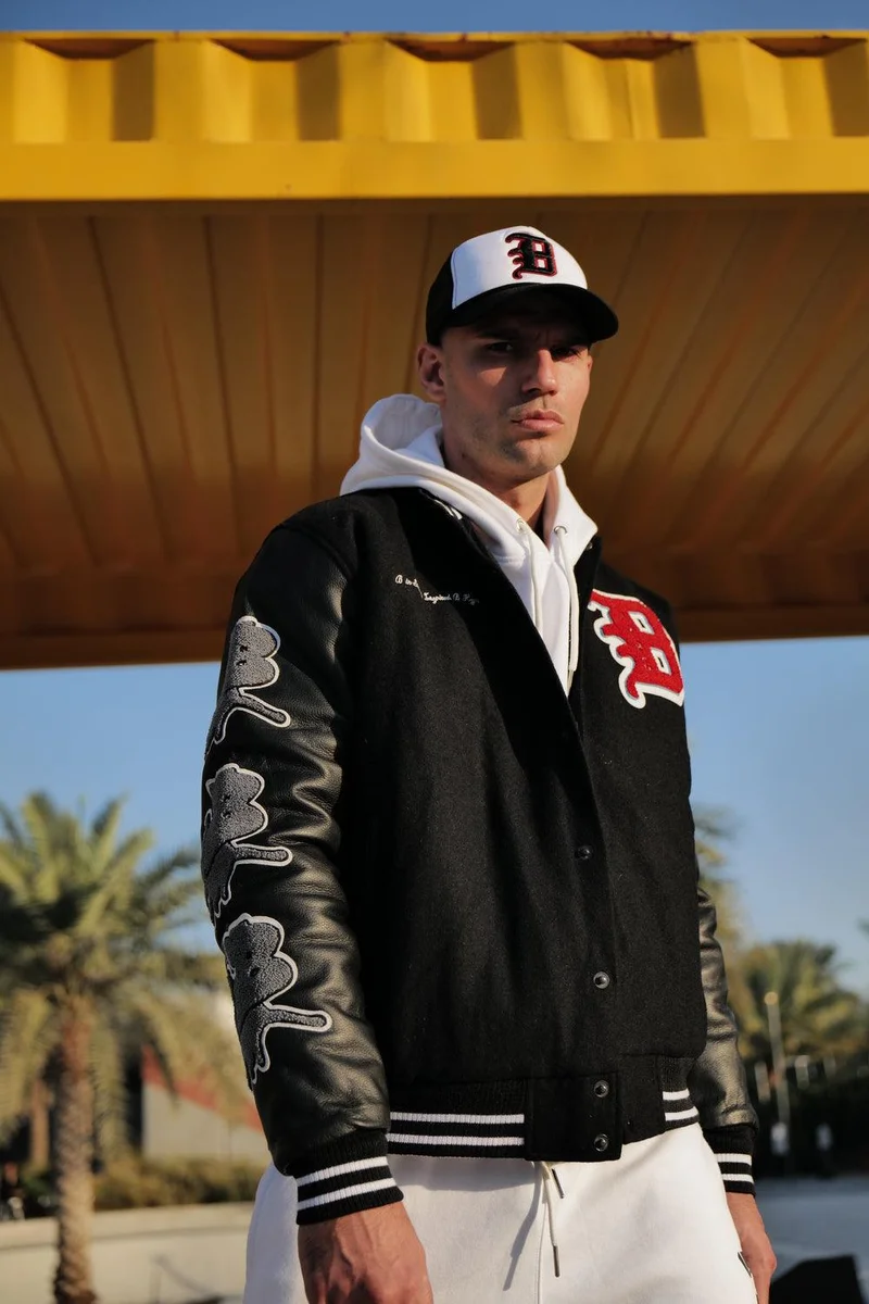 BHYPE SOCIETY  BHype Society - Varsity Jacket Collection Black  | Best Price UAE