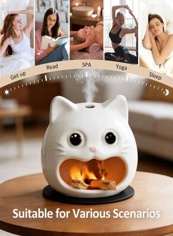 TIPKITS Cute Palo Santo Holder, Cat-Shape Ceramic Palo Santo Burner with Heat-Resistant Mat for Meditation and Energy Cleansing, Smudge Bowl for Wood Sticks, Sage and Incense Cones, Home Decor Gift - Image 5
