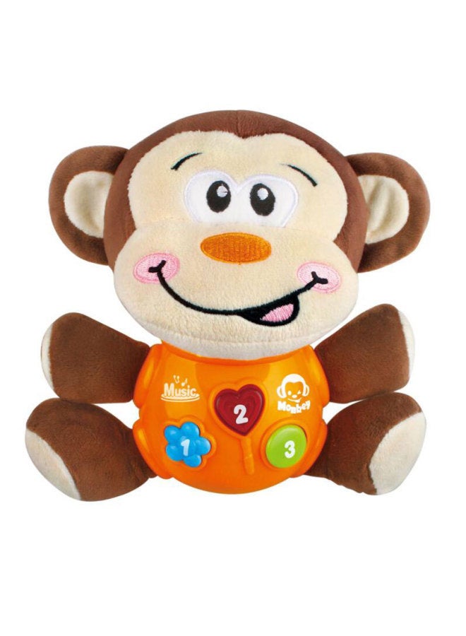 Parent-child Enlightenment Toy Doll Doll With Electric Sound And Light Music Baby Soothing Plush Toy-Color:JH021828 Monkey 16CM-Height:18cm - Image 4