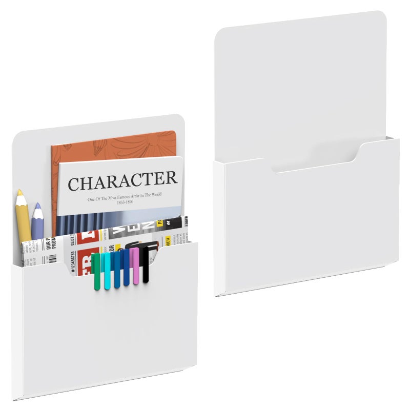 DALTACK Magnetic File Holder, File Folder Desk Organizer for Wall, Powerful Magnetic Clipboard for Mail, Paper, Book, Magazine, Letter, Desk Organizers and Accessories for Office Supplies, 2 Pack - Image 1