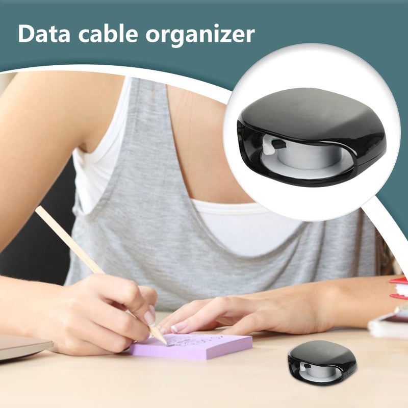 Black ABS Automatic Cable Winder Cord Organizer Case Storage For Earphones Chargers - Image 4