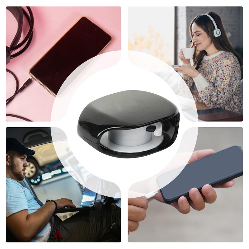 Black ABS Automatic Cable Winder Cord Organizer Case Storage For Earphones Chargers - Image 5
