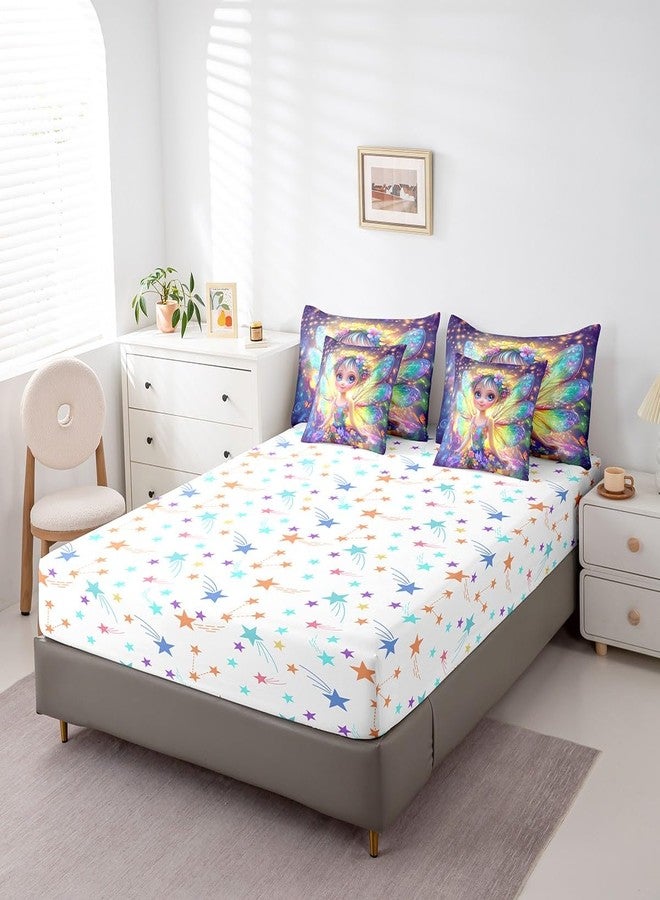 Man Fei 7 Pieces Cute Girl Comforter Set Twin Size, Fairy Flower Girl Bedding Set for Kids Girls Women Room Decor, Watercolor Floral Bed in a Bag with Comforter, Fitted Sheet, Top Sheet and Pillowcases - Image 5