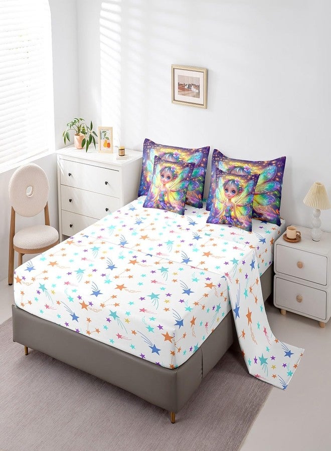 Man Fei 7 Pieces Cute Girl Comforter Set Twin Size, Fairy Flower Girl Bedding Set for Kids Girls Women Room Decor, Watercolor Floral Bed in a Bag with Comforter, Fitted Sheet, Top Sheet and Pillowcases - Image 4