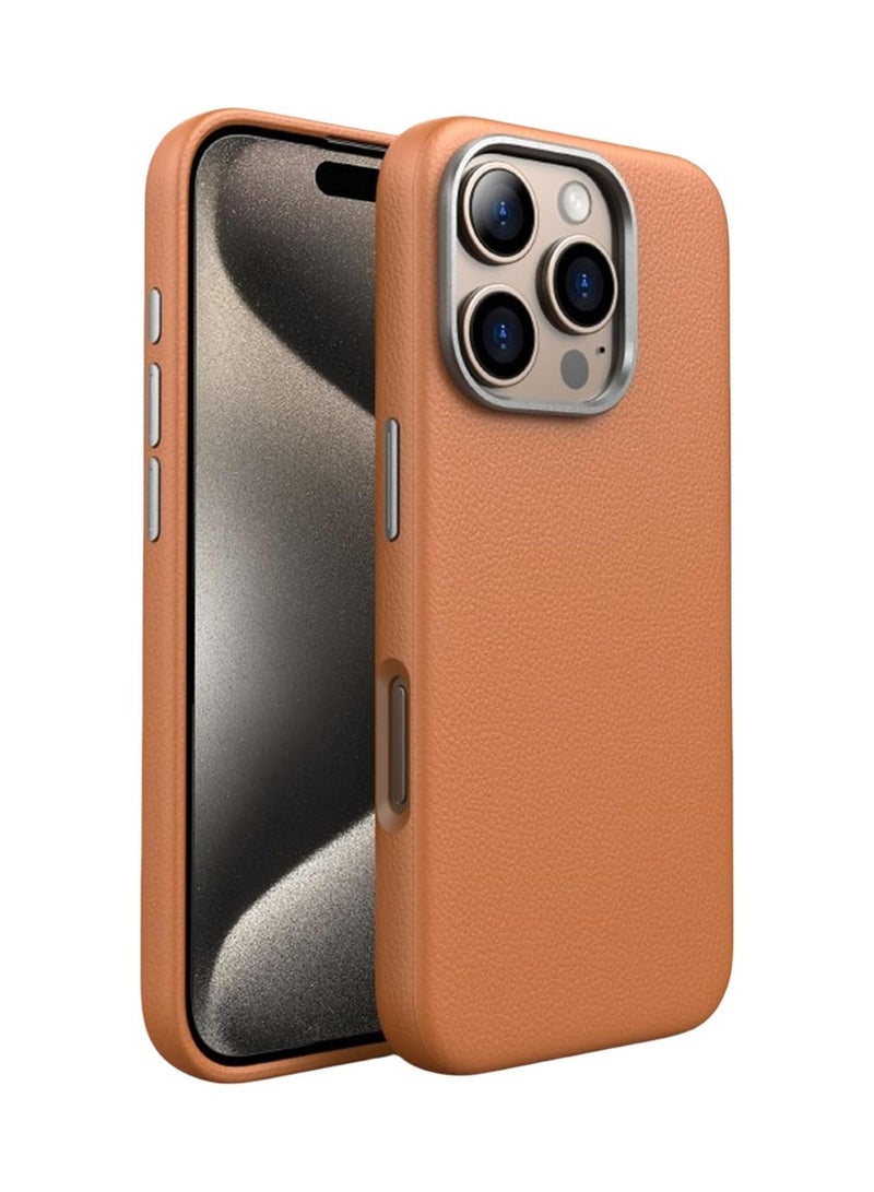 iPhone 15pro ,with Metal Camera Protection Compatible with Handmade Genuine Italian Leather Ultra Thin Non-Slipping Scratch Free Case (grey)  - Image 2