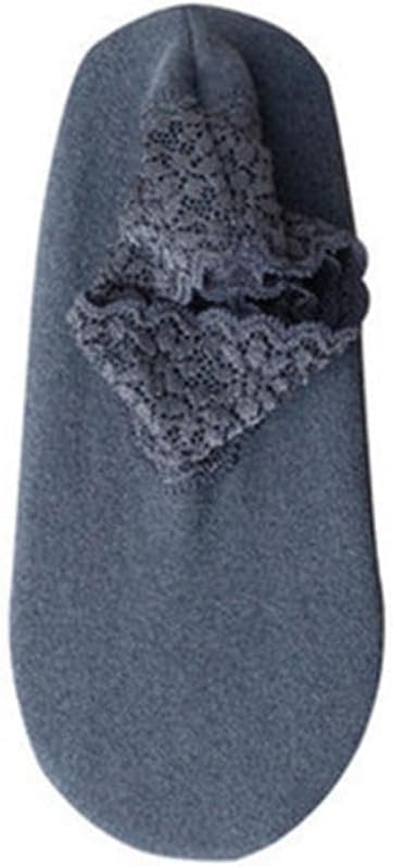 WKLOUYHE 5 Pairs Women Ankle Socks, Winter Lace Frilly Non Slip Crew Socks Low Cut Warm Ankle Boot Socks for Ladies_Free Size, Assorted - Image 5
