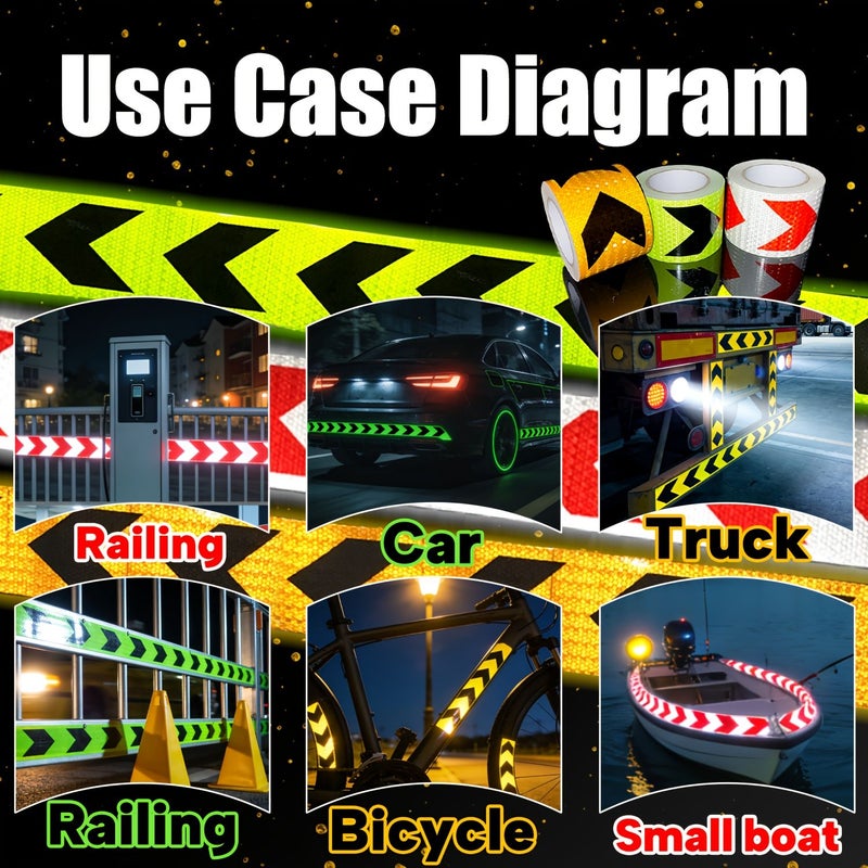 Yellow Black High Reflective Safety Warning Tape for Trucks Bus Car Danger Zone - Image 4