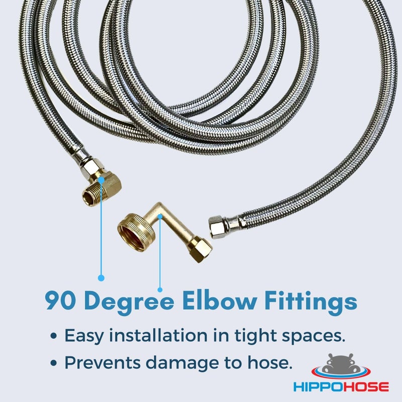 Hippohose Dishwasher Water Hose Kit (10 Ft) - Universal Fit To All Dishwasher Brands - Braided Ss Dishwasher Water Supply Line - 3/8"" Comp X 3/8"" Elbow & All Fittings Included - Image 5