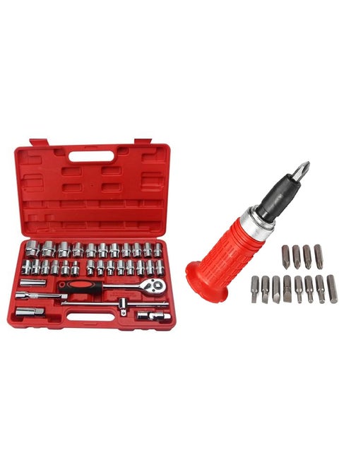 SNE 32 in 1 TOOLKIT SET Heavy Duty SOCKETTOOLS WRENCH 1/2" DR. SOCKET SET Impact Driver Kit, 7pcs/Set Impact Screwdriver Bit Set Multi-Functional Impact Drill Kit