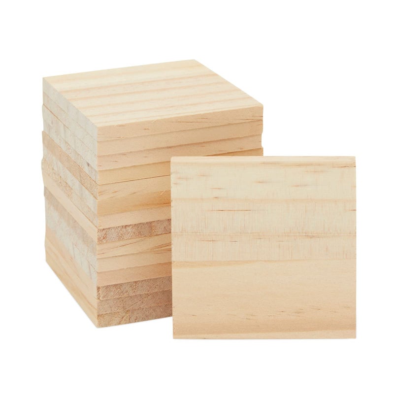 Bright Creations Bright Creations Unfinished Wooden Square Cutouts for Crafts 14 inch Thick for Wood Burning Engraving 3 x 3 Inches  Pack of 15 