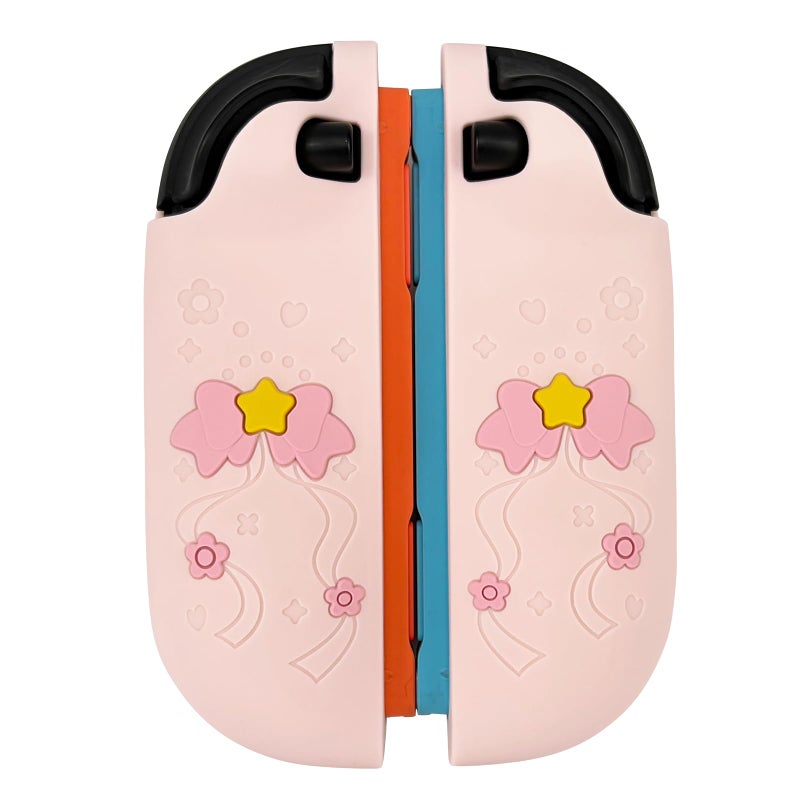 WSLUCKO Cute Silicone Protective Case for Nintendo Switch 2 Joycon (2025) with 2 Silicone Thumb Grips, Cherry Blossom Controllers Cover, Pink - Image 3