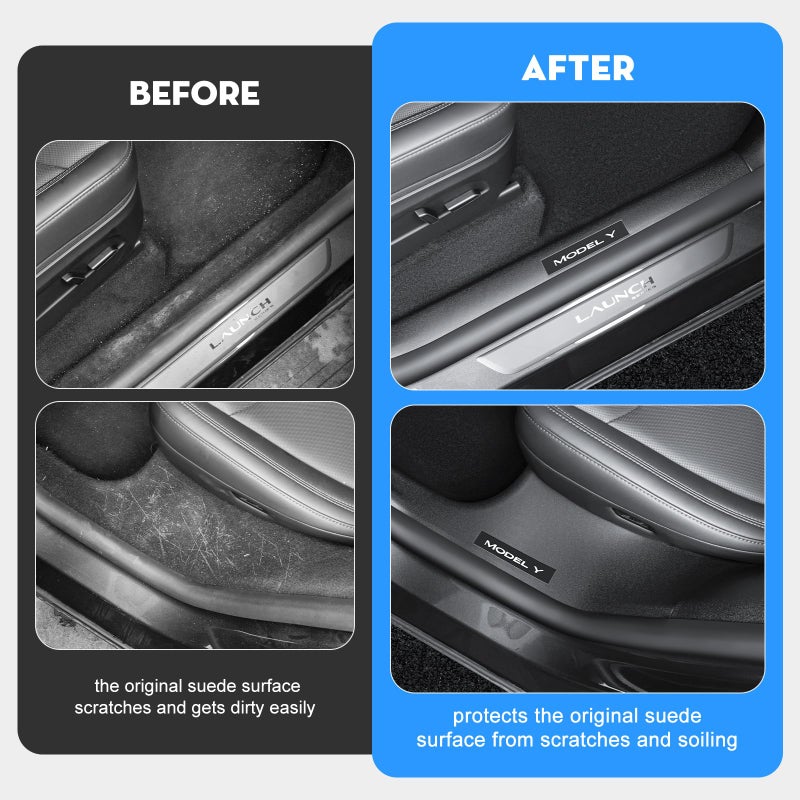 KUNIST 8PCS Door Sill Protector for Tesla Model Y Juniper Door Sill Guards Anti-Kick Full Protect Door Entry Cover for 2025-2026 New Model Y Accessories(Non-Destructive Installation) - Image 4