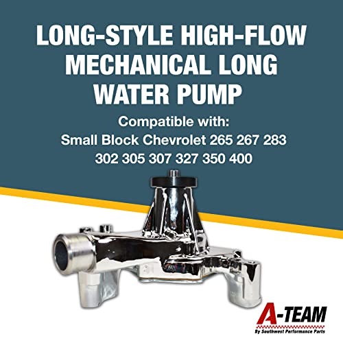 A-Team Performance - Long-Style High-Flow Mechanical Long Water Pump - Compatible with Small Block Chevrolet 265 267 283 302 305 307 327 350 400 - Image 3