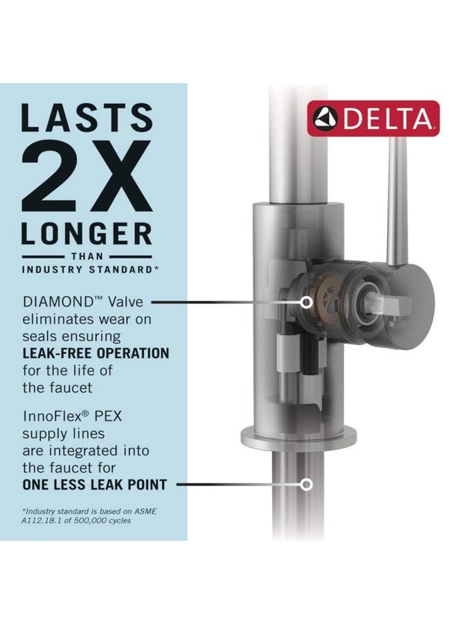 Delta FAUCET Cassidy Pull Down Kitchen Faucet Chrome, Chrome Kitchen Faucets with Pull Down Sprayer, Kitchen Sink Faucet, Faucet for Kitchen Sink with Magnetic Docking, Lumicoat Chrome 9197-PR-DST - Image 3