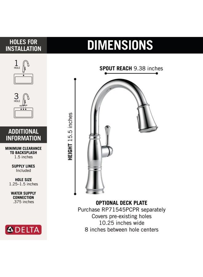 Delta FAUCET Cassidy Pull Down Kitchen Faucet Chrome, Chrome Kitchen Faucets with Pull Down Sprayer, Kitchen Sink Faucet, Faucet for Kitchen Sink with Magnetic Docking, Lumicoat Chrome 9197-PR-DST - Image 4