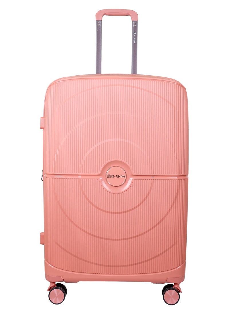 Reflection - REFLECTION High Quality PP Checked Suitcase Lightweight Hardshell Durable Expandable Vertical Series Travel Luggage Trolley with Double Spinner Wheels and TSA Lock Rose Gold 20 Carry-on - Image 1